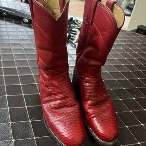 Justin Women’s Red Leather Cowboy Boots – Size 6.5B